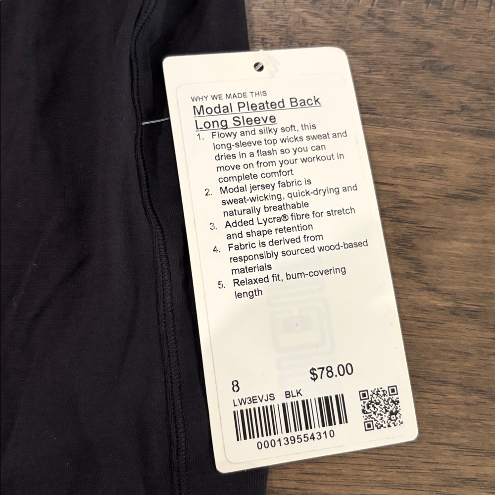New with Tags Lululemon Modal Pleated Back Long Sleeve Top Sz 8 - Picture 9 of 12